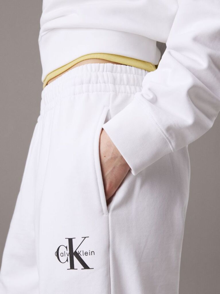 White Cotton Terry Monogram Joggers  Women