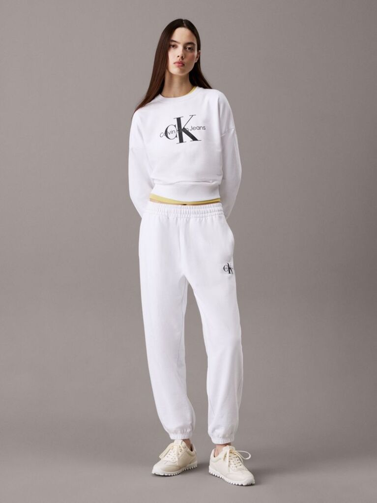 White Cotton Terry Monogram Joggers  Women