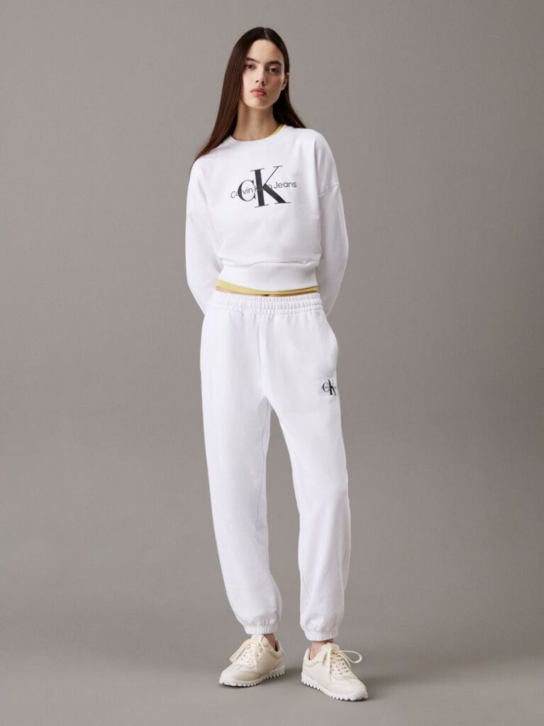 White Cotton Terry Monogram Joggers  Women