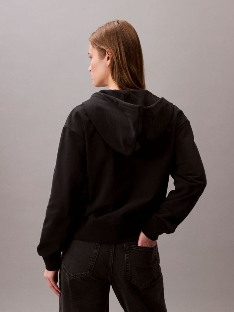 Black Monogram Zip Up Hoodie  Women