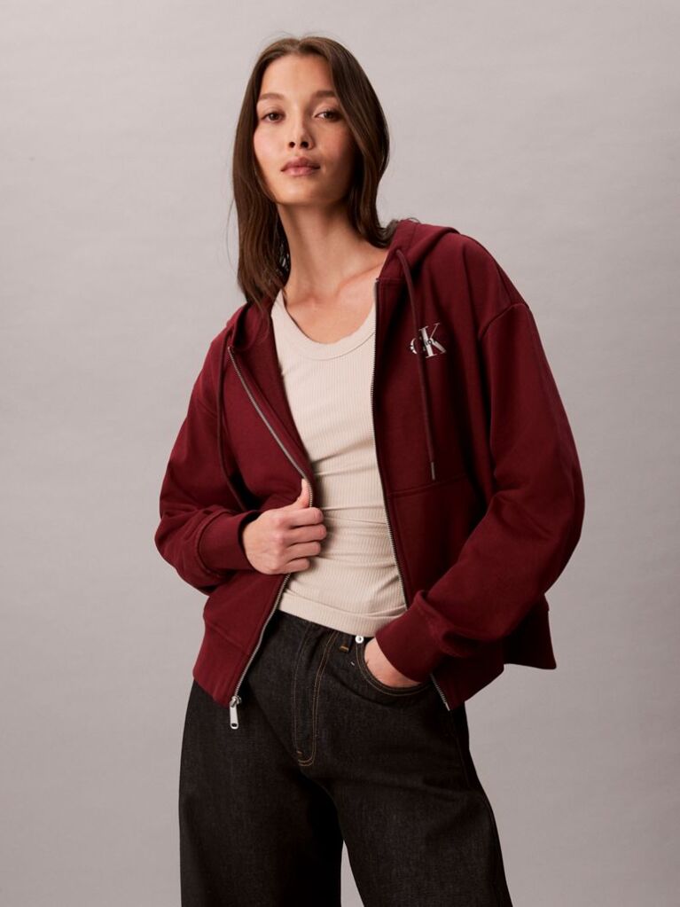 Red Monogram Zip Up Hoodie  Women