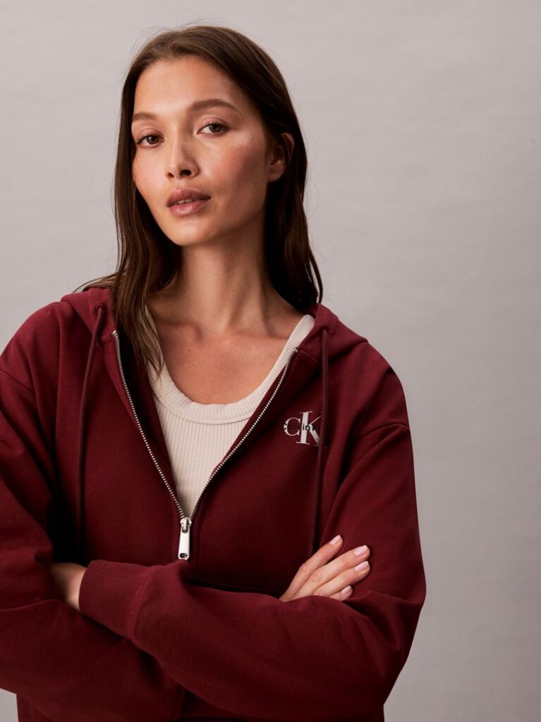 Red Monogram Zip Up Hoodie  Women