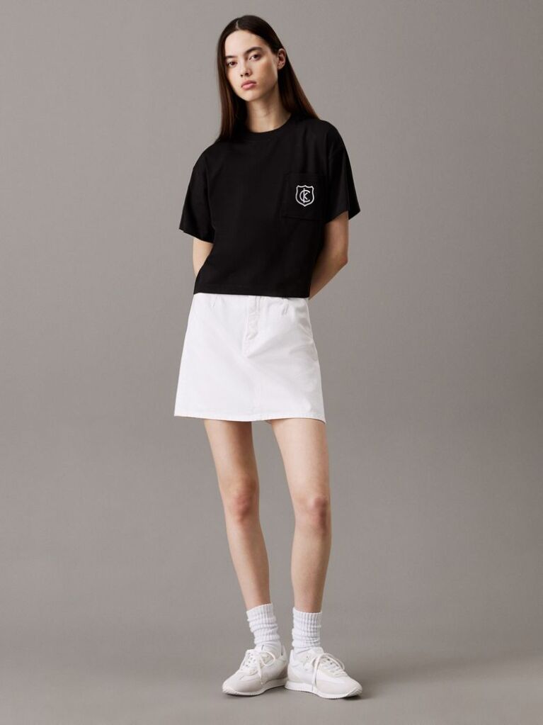 Black Cropped Shield Logo T-shirt  Women