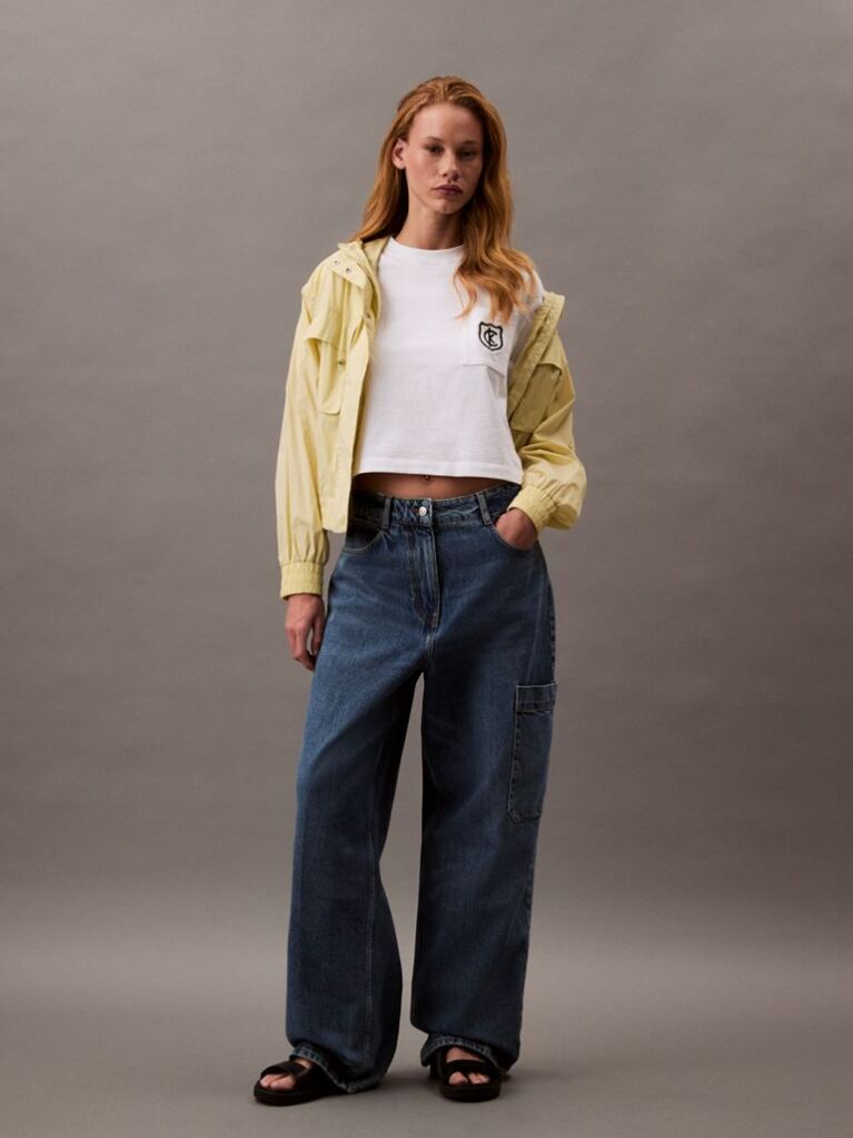 White Cropped Shield Logo T-shirt  Women