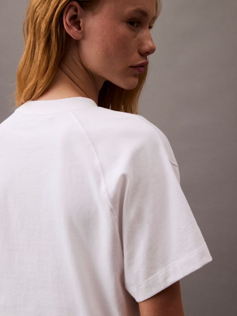 White Cropped Shield Logo T-shirt  Women