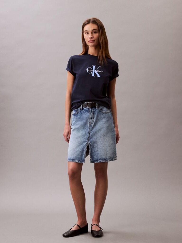 Blue Monogram Logo Tee  Women