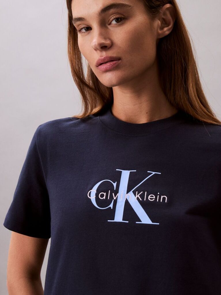 Blue Monogram Logo Tee  Women