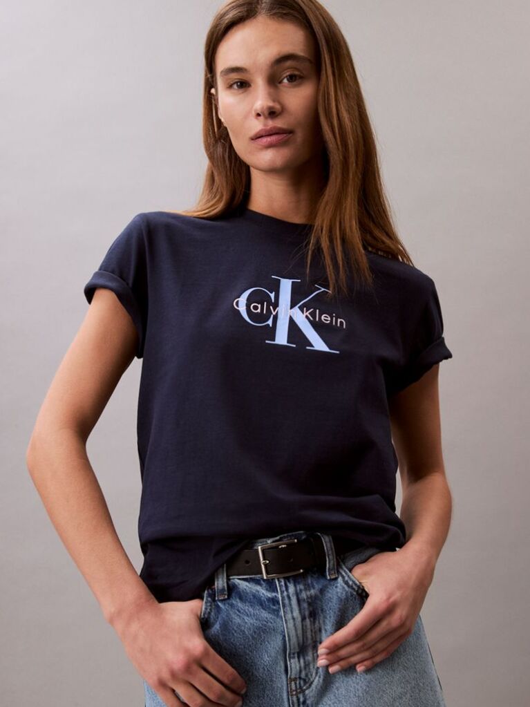 Blue Monogram Logo Tee  Women