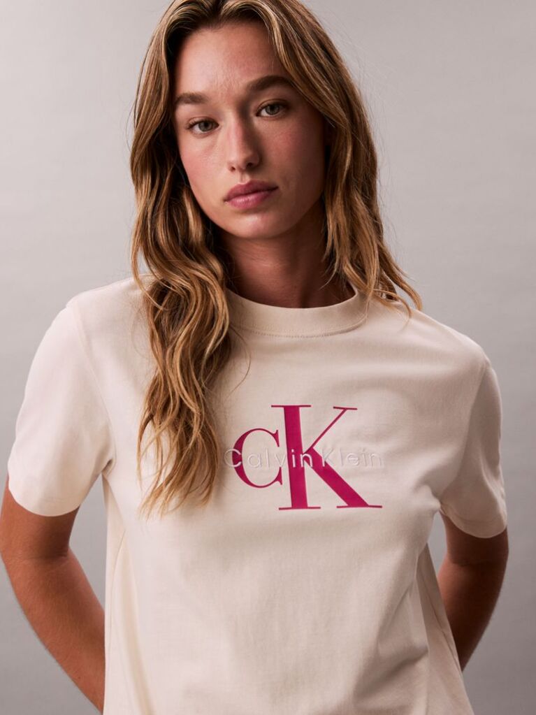 White Monogram Logo Tee  Women