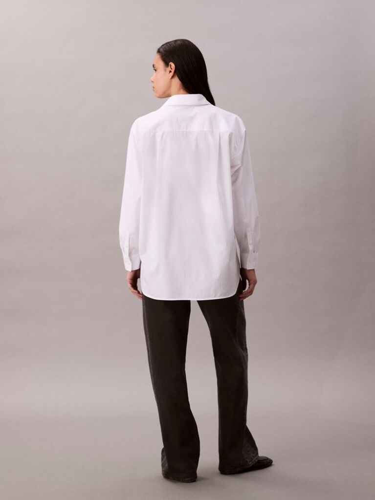 White Relaxed Cotton Poplin Shirt  Women