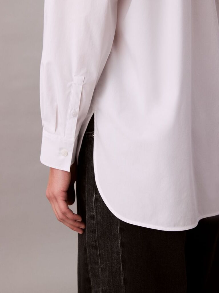 White Relaxed Cotton Poplin Shirt  Women