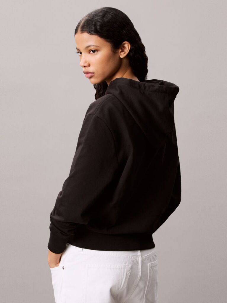 Black Cotton Terry Monogram Hoodie  Women