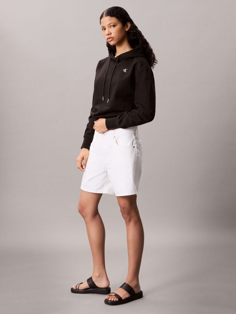 Black Cotton Terry Monogram Hoodie  Women
