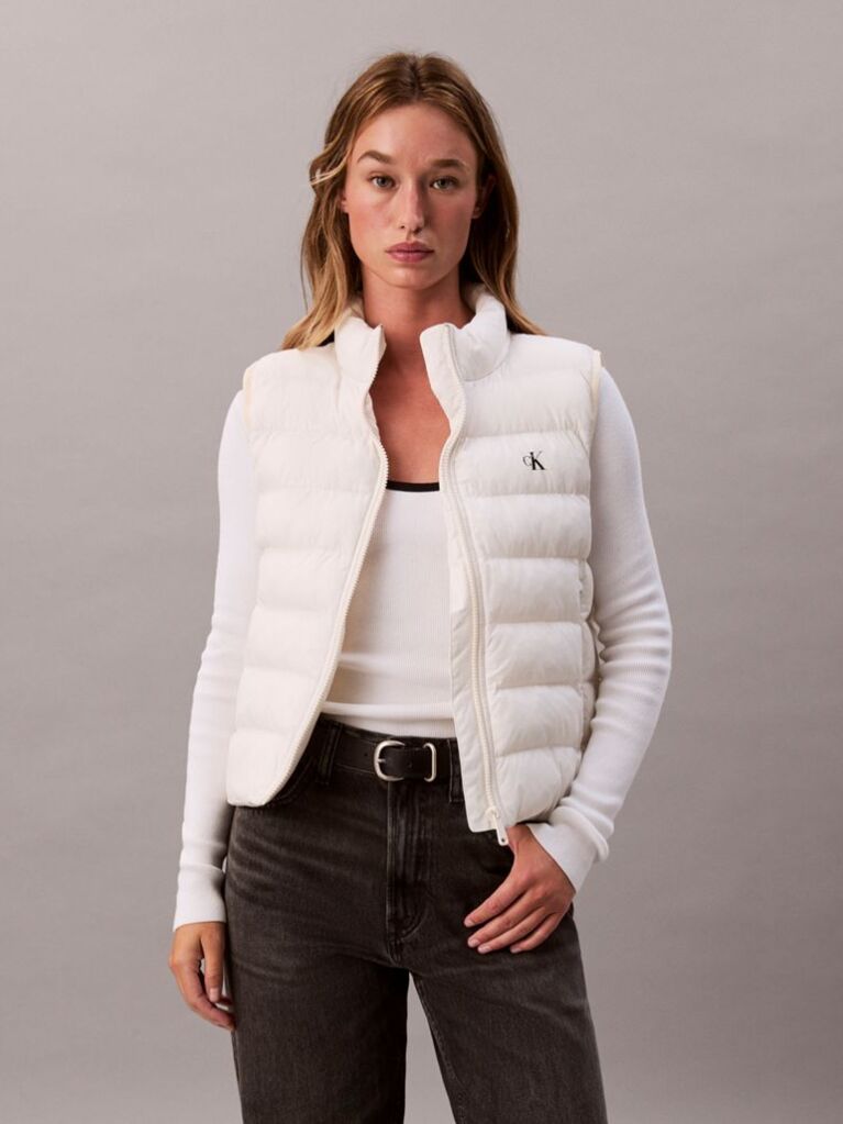 White Lightweight Quilted Vest  Women