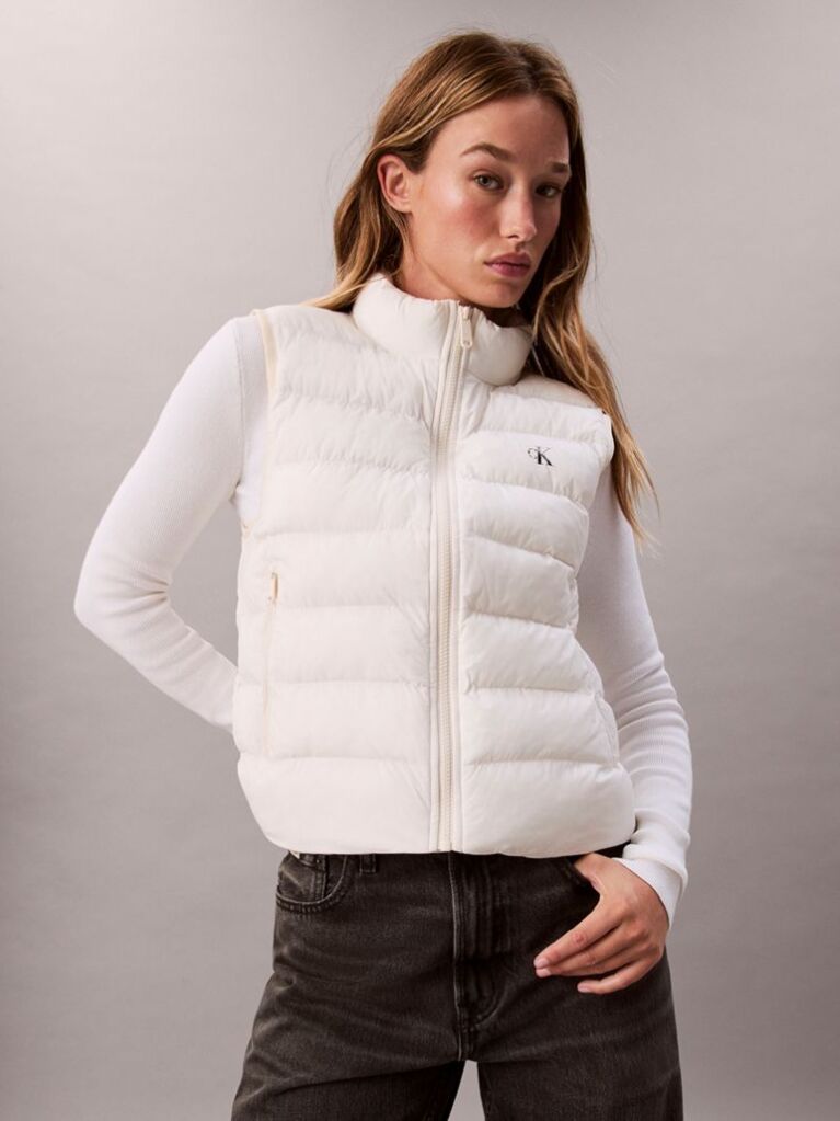 White Lightweight Quilted Vest  Women