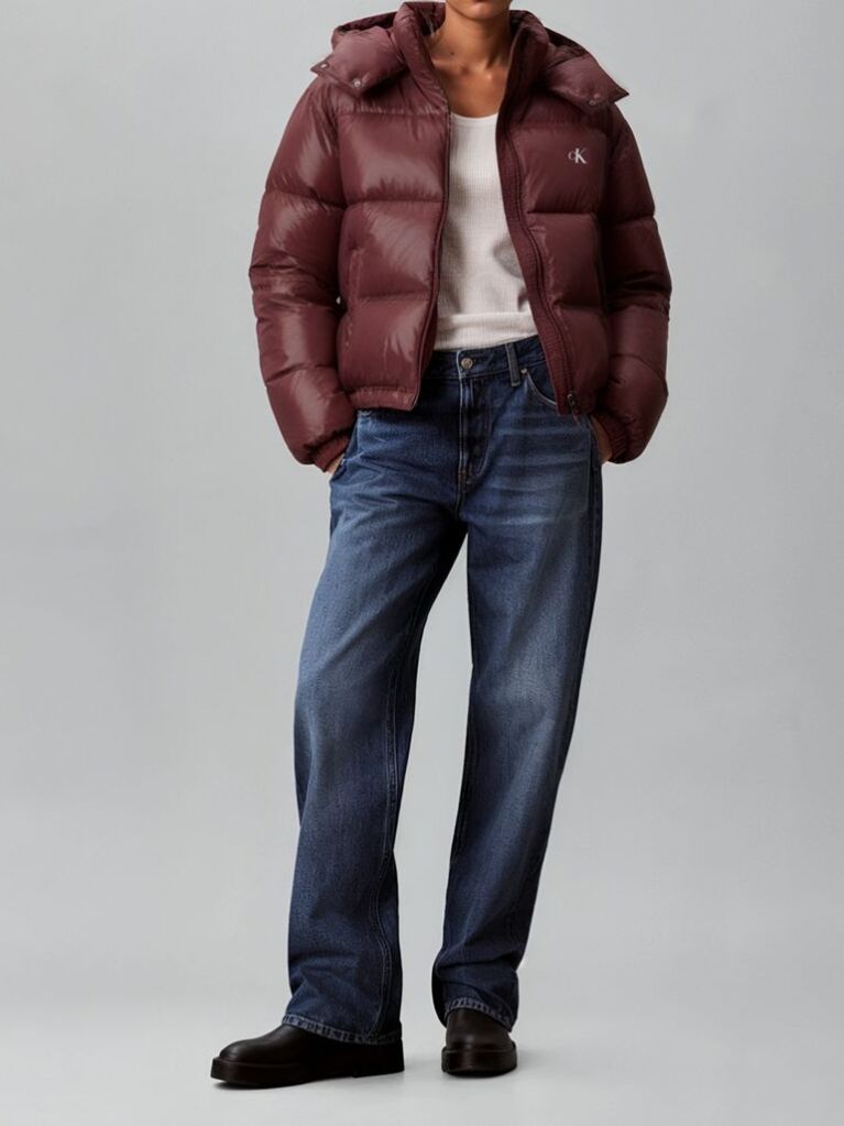Red Short Down Puffer Jacket  Women