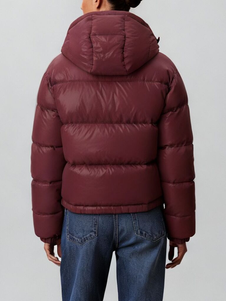 Red Short Down Puffer Jacket  Women