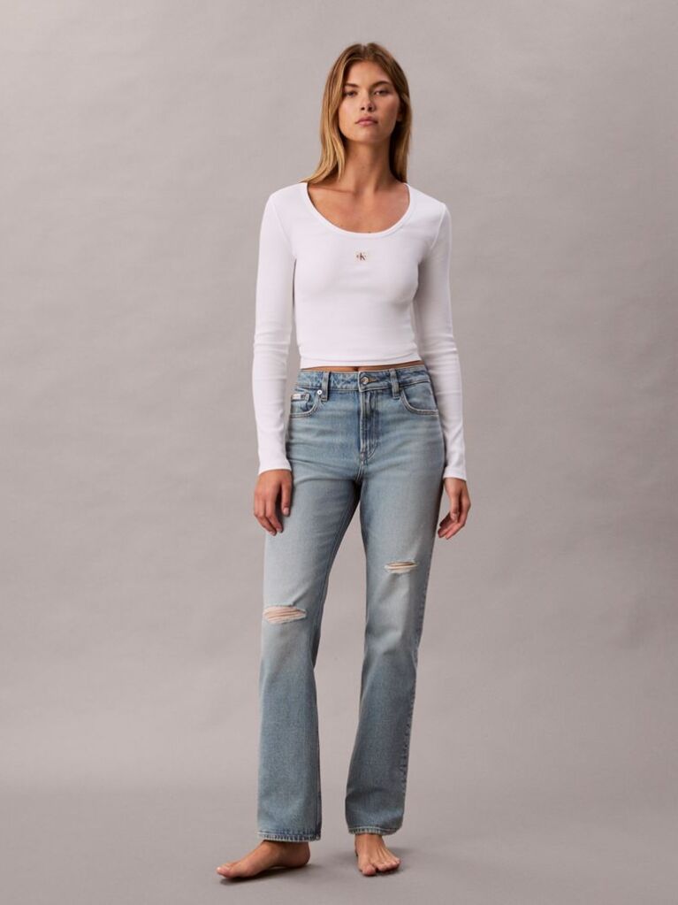 Denim High Rise Straight Jeans  Women