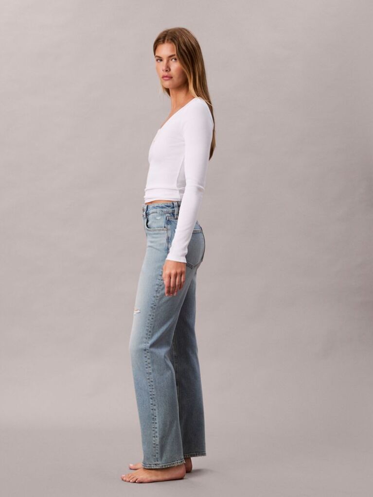 Denim High Rise Straight Jeans  Women