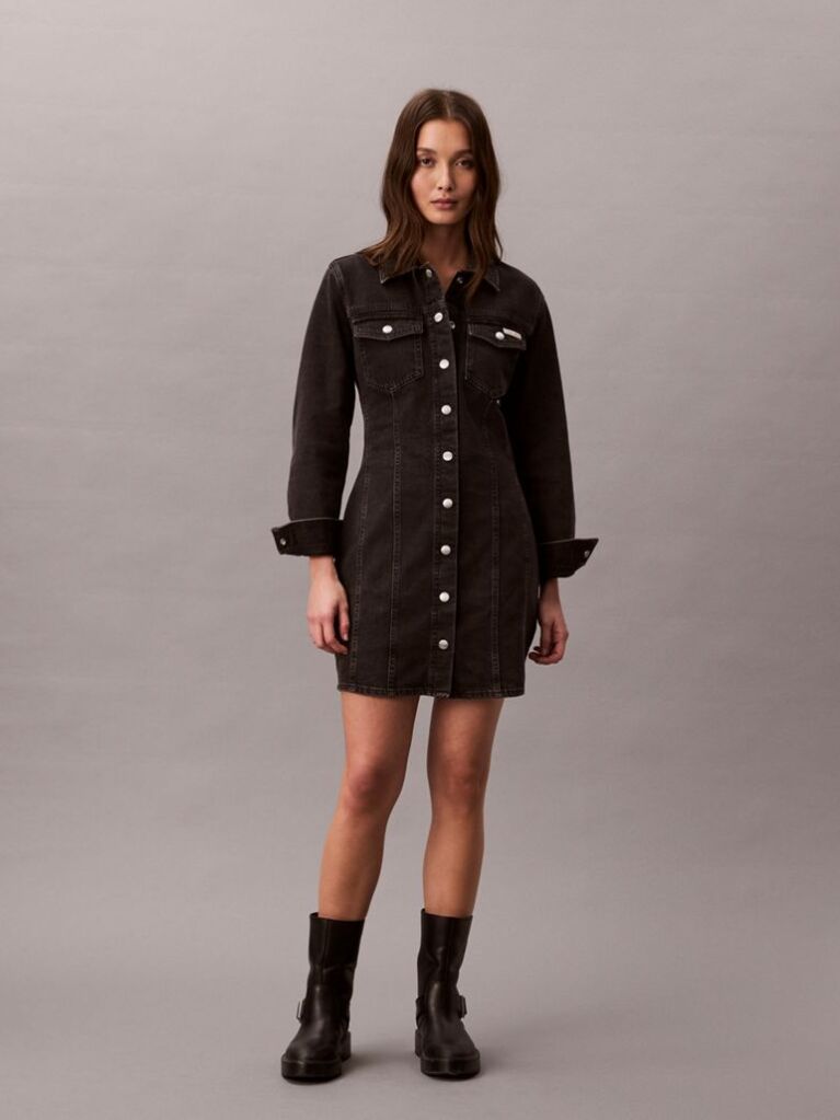 Black Denim Shirt Dress  Women