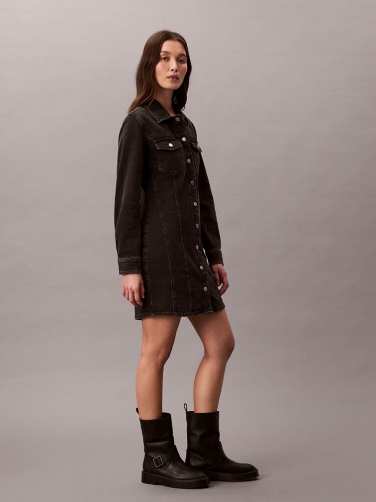 Black Denim Shirt Dress  Women