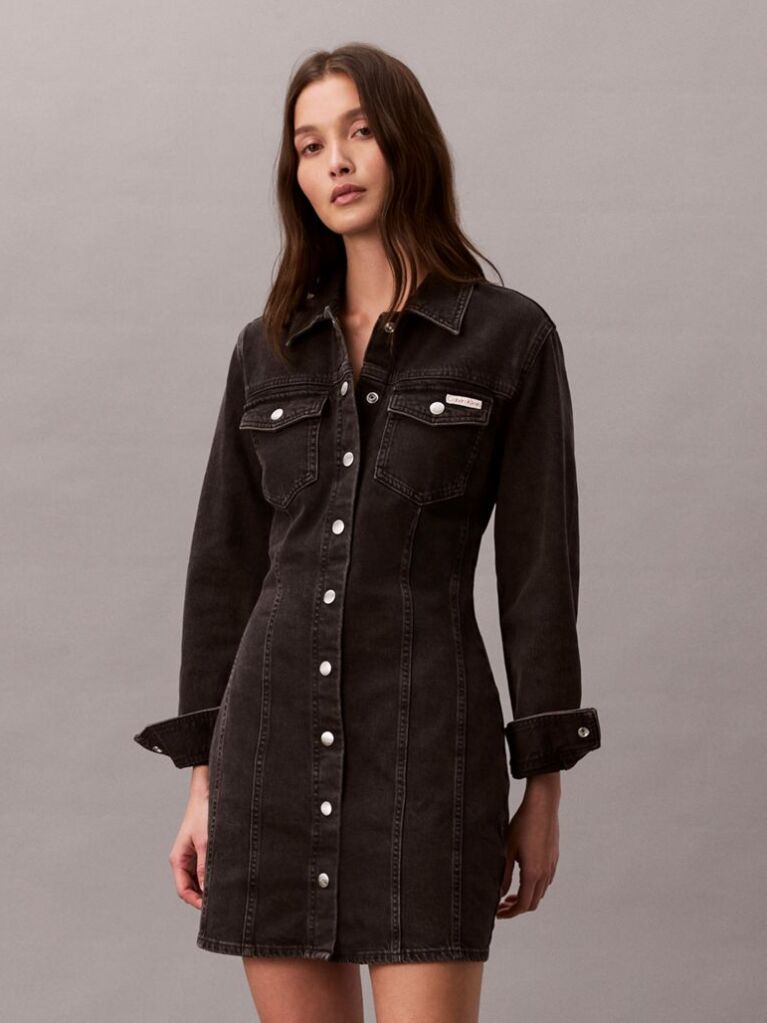 Black Denim Shirt Dress  Women