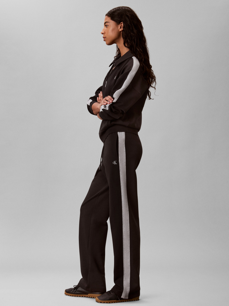 Black Colour-Blocked Terry Drawstring Joggers  Women
