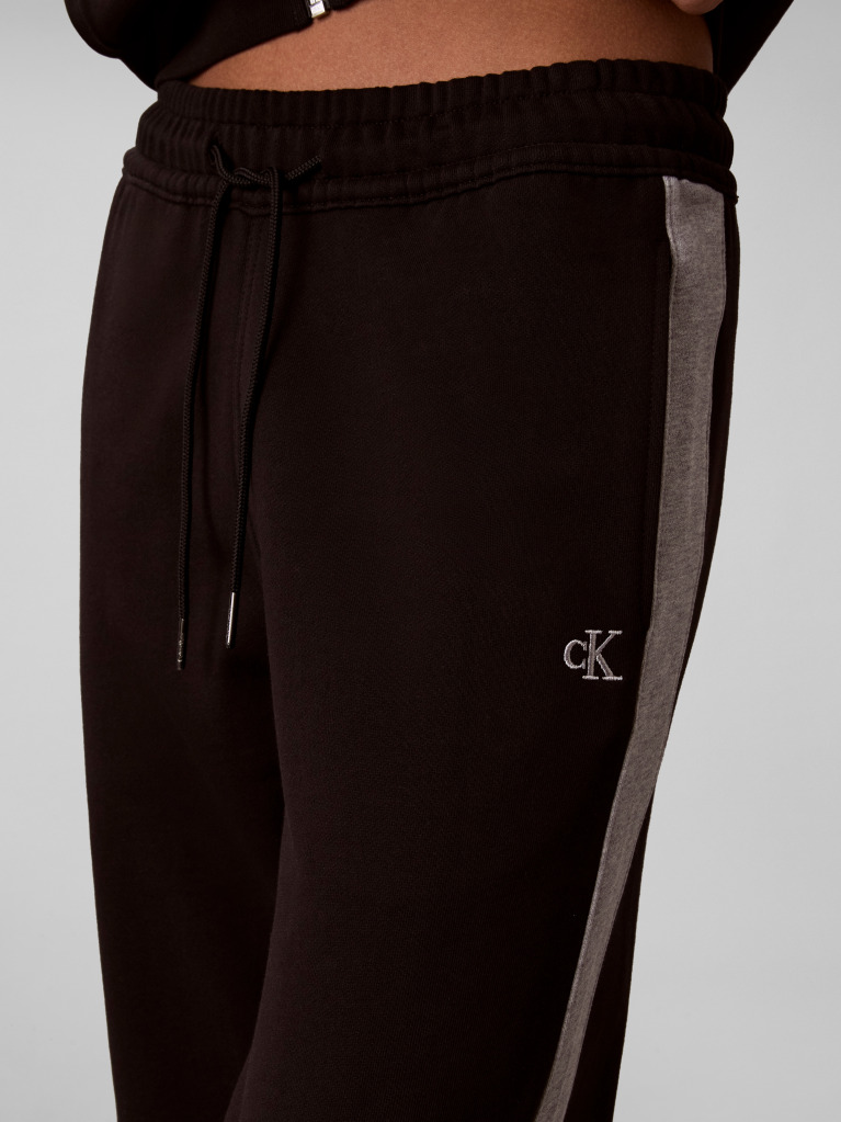 Black Colour-Blocked Terry Drawstring Joggers  Women
