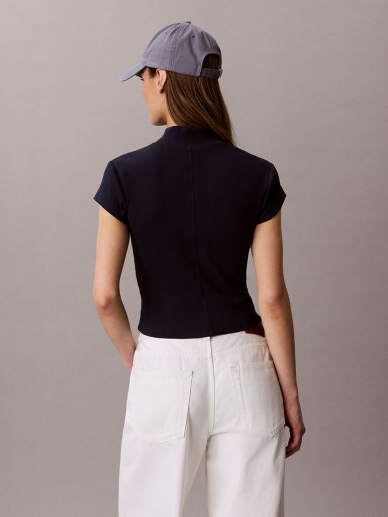 Blue Monologo Patch Rib Zip Top  Women