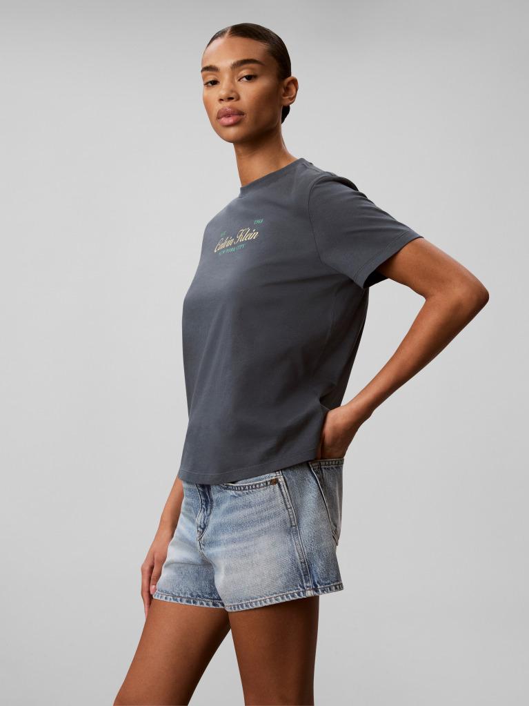 Blue Two-Tone Logo Crew Neck T-Shirt  Women