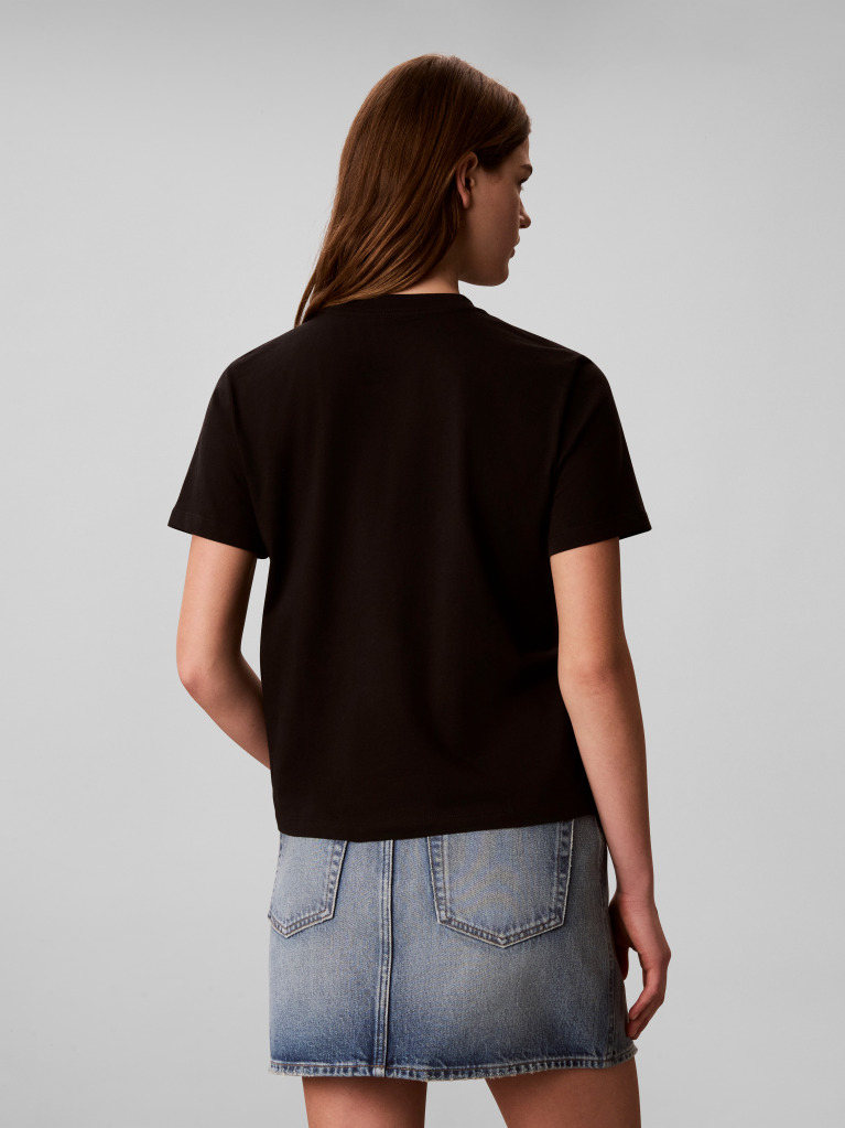 Black Two-Tone Logo Crew Neck T-Shirt  Women