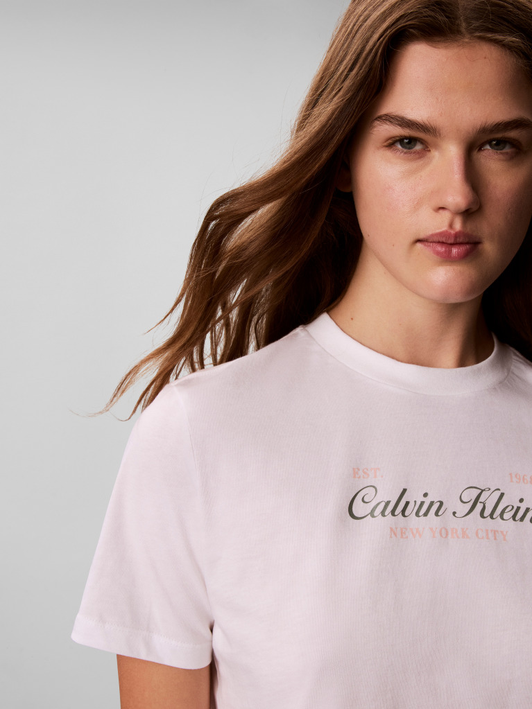 White Two-Tone Logo Crew Neck T-Shirt  Women