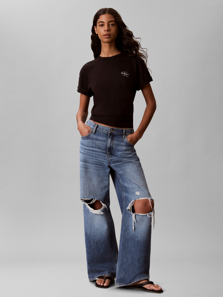 Black Monologo Boxy T-Shirt  Women