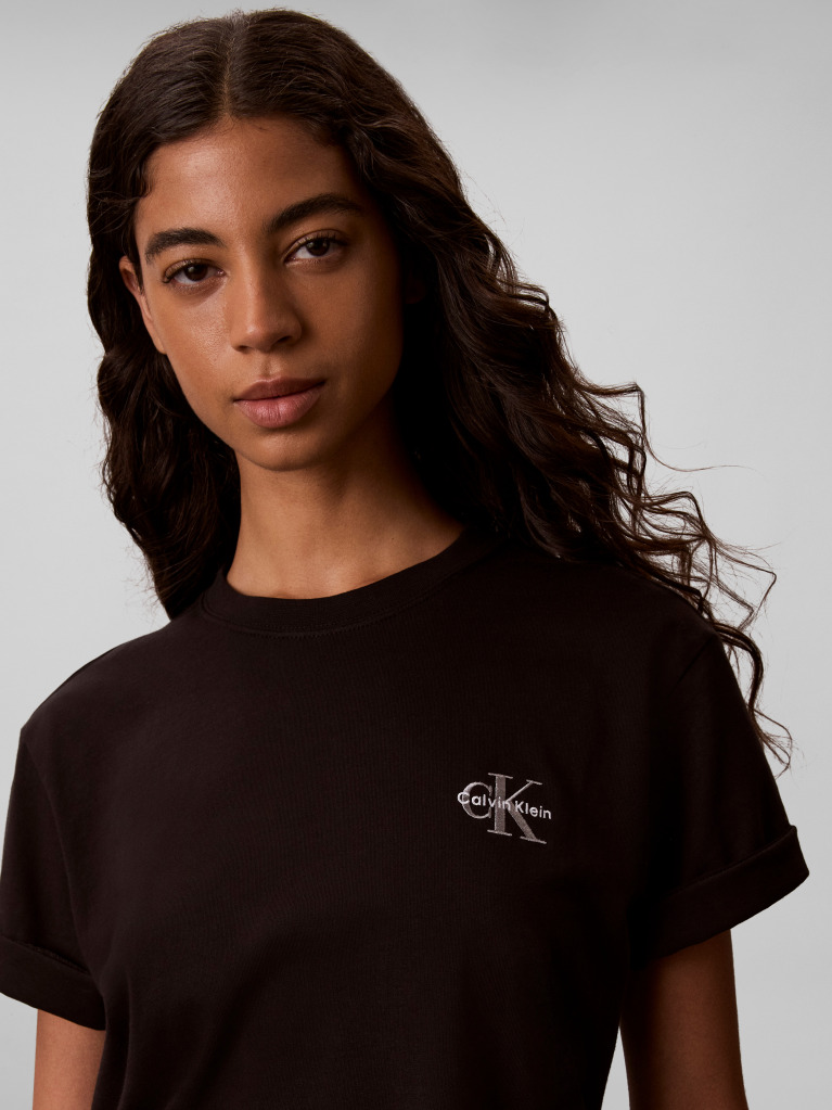 Black Monologo Boxy T-Shirt  Women