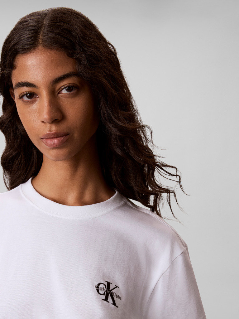 White Monologo Boxy T-Shirt  Women