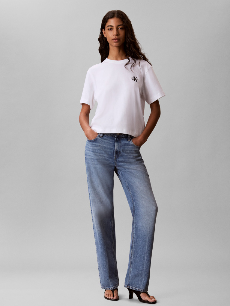 White Monologo Boxy T-Shirt  Women