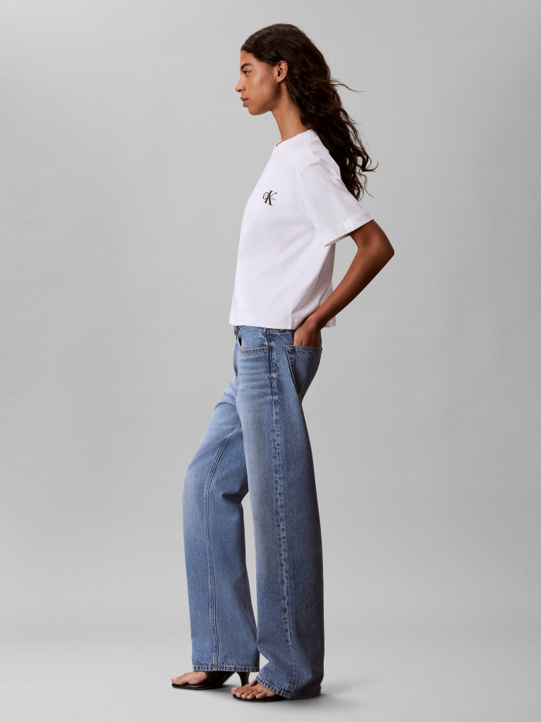 White Monologo Boxy T-Shirt  Women
