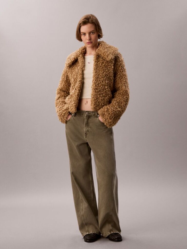 Brown Faux Shearling Teddy Jacket  Women