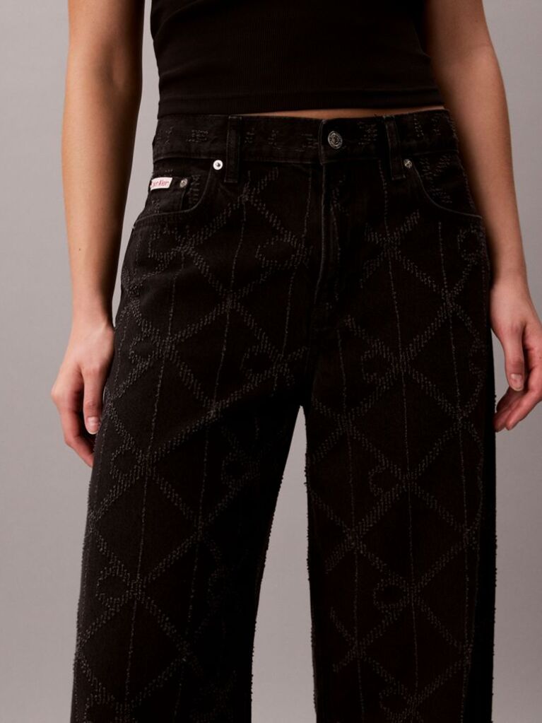 Black Low Rise Baggy Logo Jeans  Women