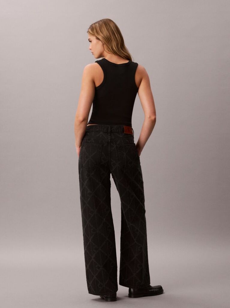 Black Low Rise Baggy Logo Jeans  Women