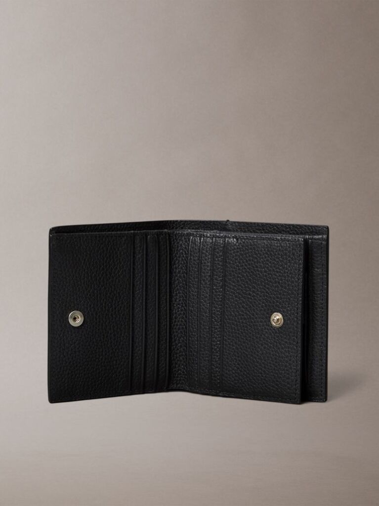 Black Embossed Logo Trifold Wallet and Card Holder  Men