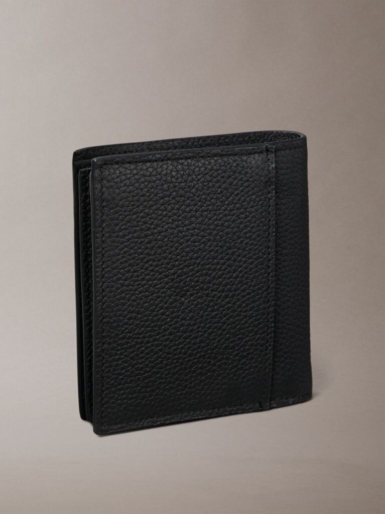 Black Embossed Logo Trifold Wallet and Card Holder  Men