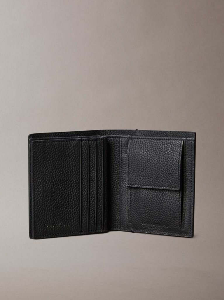 Black Embossed Logo Trifold Wallet and Card Holder  Men