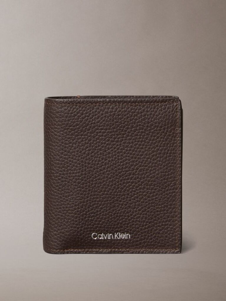 Brown Embossed Logo Trifold Wallet and Card Holder  Men