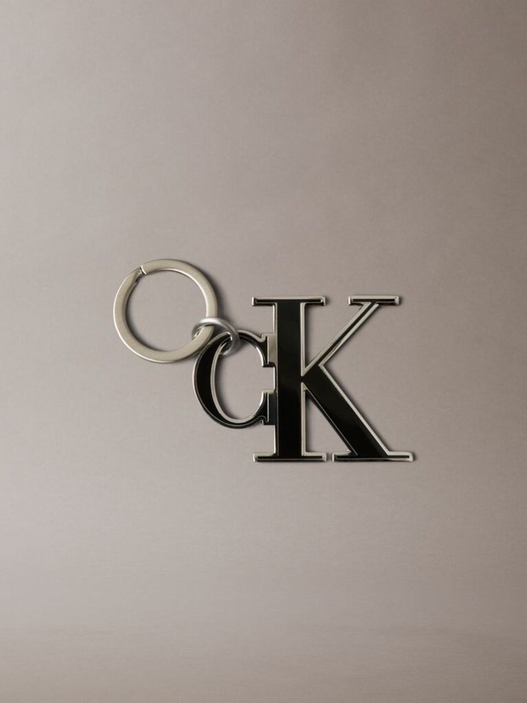 Black Monogram Logo Key Fob  Men