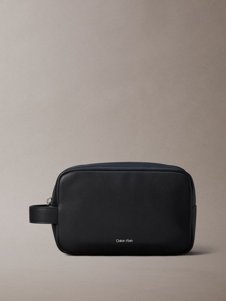 Black Signature Logo Wash Bag  Men