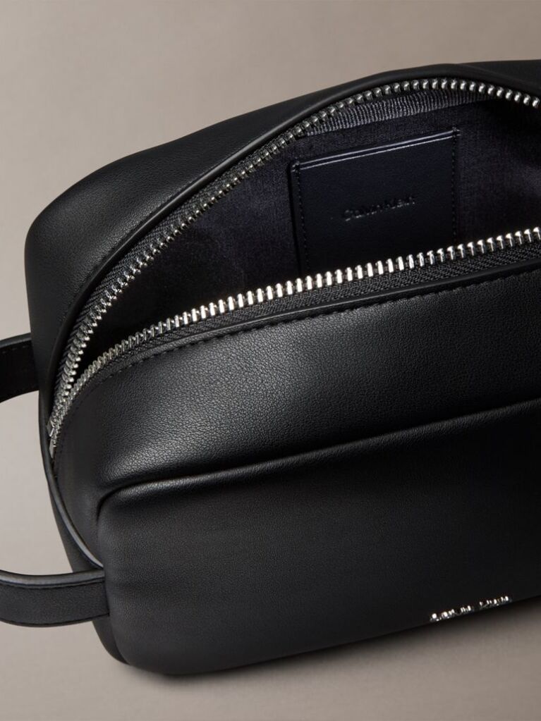 Black Signature Logo Wash Bag  Men