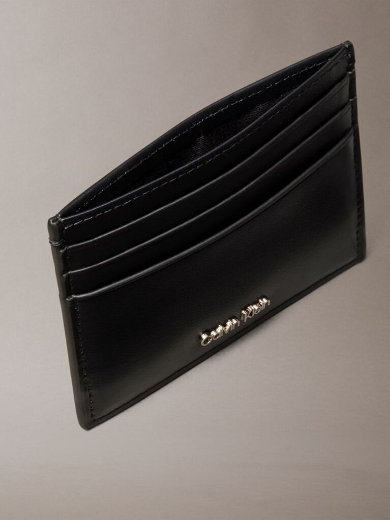 Black Leather RFID Logo Cardholder  Men