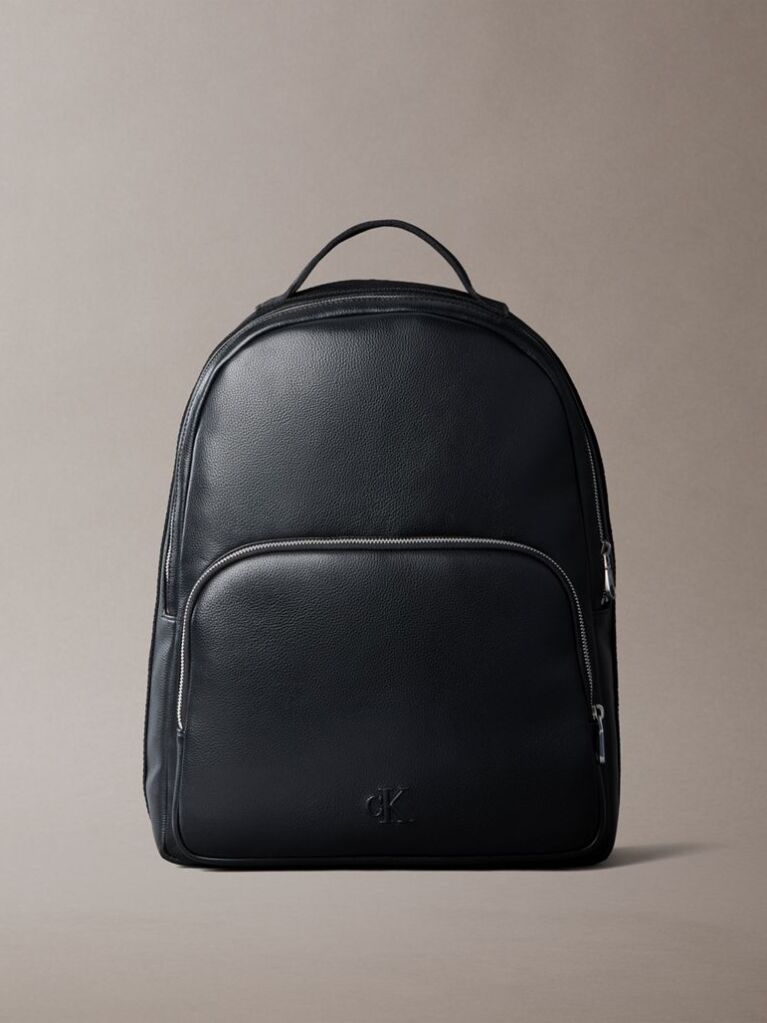 Black Logo Webbing Strap Round Backpack  Men