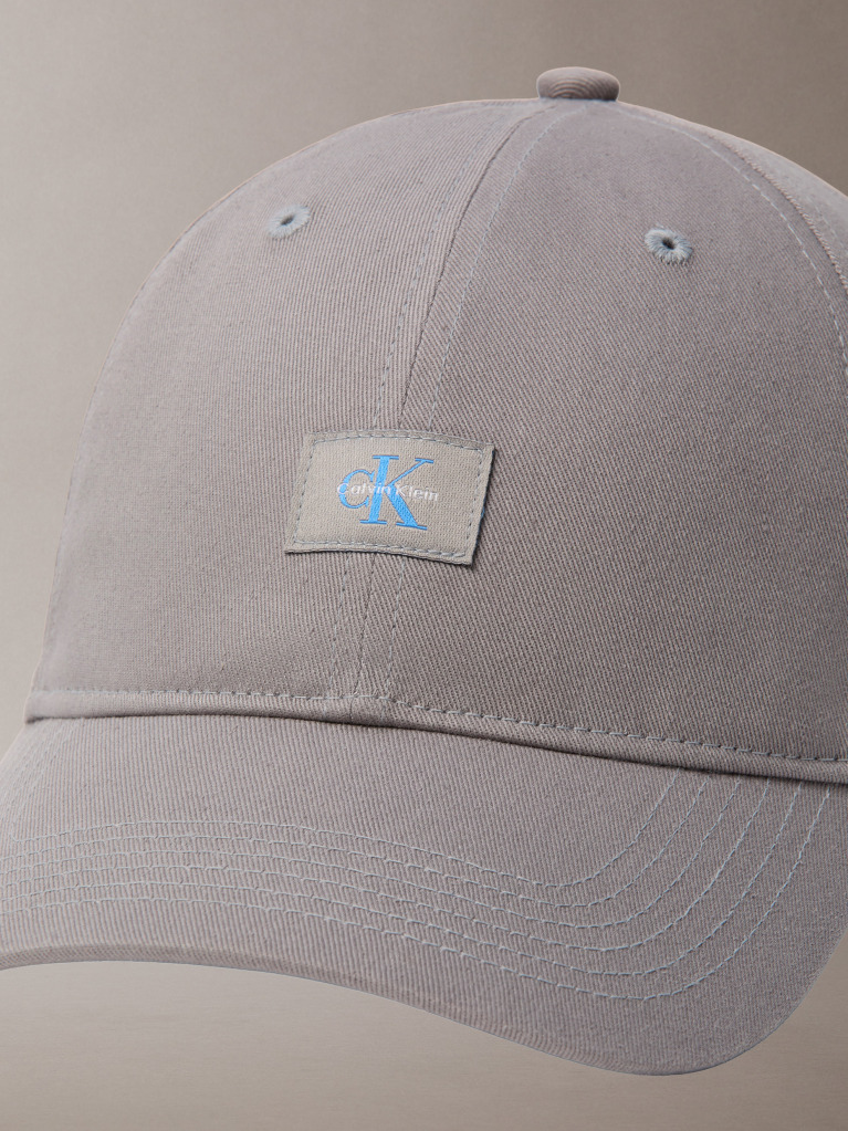 Grey Monogram Woven Patch Cap  Men